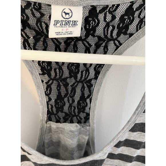 Victoria's Secret Pink Womens Teen SP Tank Top Cotton Racer Back Lace Athleisure - Picture 2 of 4